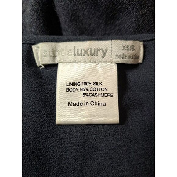 Subtle Luxury Cardigan Blue Grayish Open Front Silk Cashmere‎ Sheer Size XS/S - Picture 5 of 5